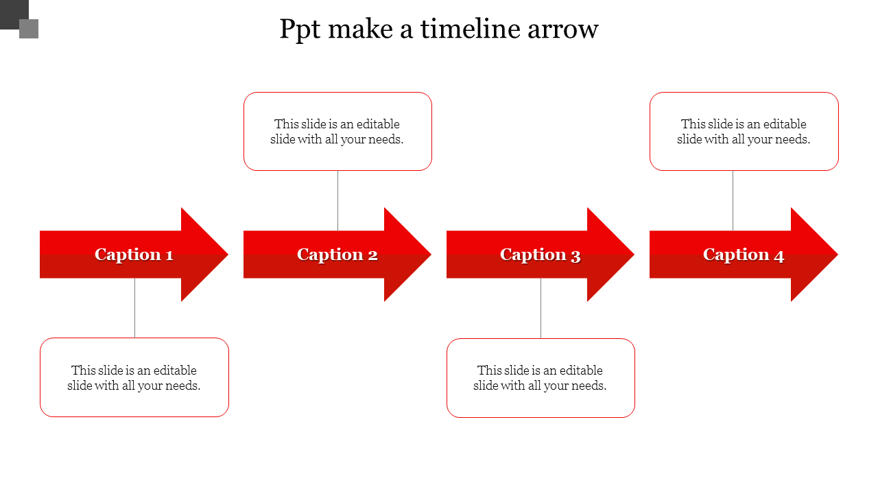 Free - Editable PPT Make A Timeline Arrow With Four Nodes